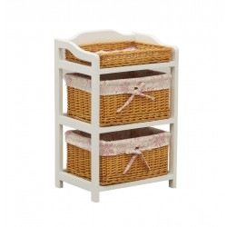 Dresser White Wood 2 Skuffer med kurvbrett Stilig og naturlig lagringsplass for soverom