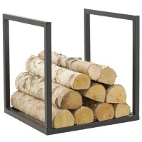 Porte-Bûches en Métal Laqué Noir : Rangement Bûches Rangement Bois de Chauffage Design Industriel pour Cheminée & Poêle