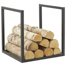 Porte-Bûches en Métal Laqué Noir : Rangement Bûches Rangement Bois de Chauffage Design Industriel pour Cheminée & Poêle