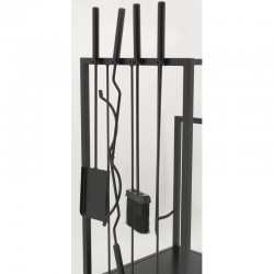 Titulares de log de metal preto com 4 acessórios de lareira: design de servidores de madeira & armazenamento intervalos