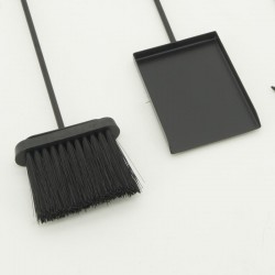 Porte-bûches en métal teinté noir + 4 accessoires de cheminée