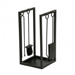 Log holder in black lacquered metal + 4 fireplace accessories