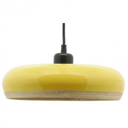 Keltainen lakattu bambu lampunvarjostin jousitusvalaisimesta