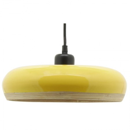 Yellow lacquered bamboo lampshade for pendant lamp
