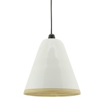 Weiß lackierter Lampenschirm aus natürlichem Bambus für Pendelleuchte