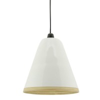 Wit gelakte natuurlijke bamboe lampenkap voor lampuspensie: gevlochten Boho Chic & Suspension Binnenverlichting