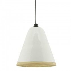 Wit gelakte natuurlijke bamboe lampenkap voor lampuspensie: gevlochten Boho Chic & Suspension Binnenverlichting
