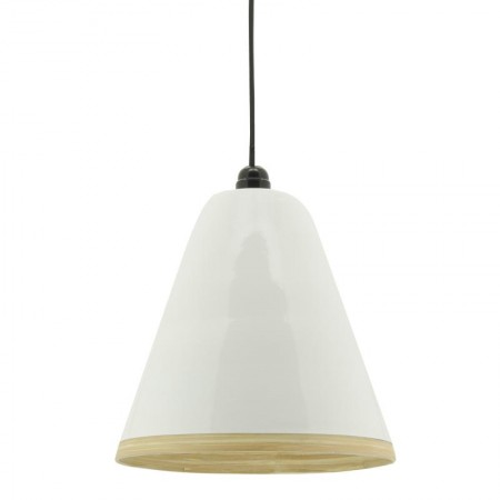 Wit gelakte natuurlijke bamboe lampenkap voor lampuspensie: gevlochten Boho Chic & Suspension Binnenverlichting