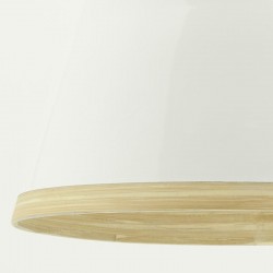 Pantalla para lámpara colgante de bambú natural lacada en blanco