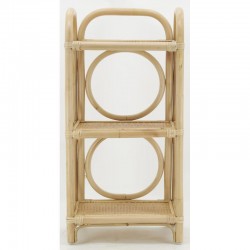Étagère en rotin teinté miel 3 niveaux - Meuble de rangement polyvalent, chevet, entrée et support de plante