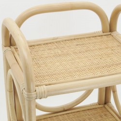 Meuble étagère en rotin teinté miel 3 niveaux, meuble de téléphone, meuble entrée, table de chevet