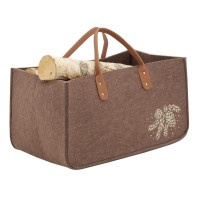 Brun filtstammepose med fyrretræsdekoration