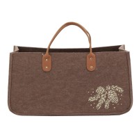 Brun filtstammepose med fyrretræsdekoration