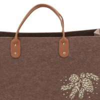 Bolsa para troncos de fieltro marrón con decoración de piñas