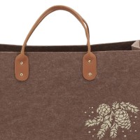 Sac à bûches en feutrine marron décor pommes de pin