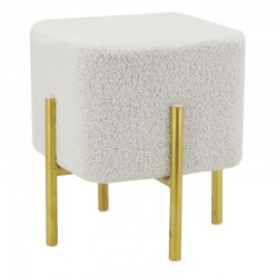 Pouf quadrato ad anello con gambe in metallo dorato - Sgabello poggiapiedi da soggiorno