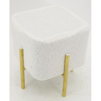 Square looped pouf with gold metal legs - Living room footrest stool
