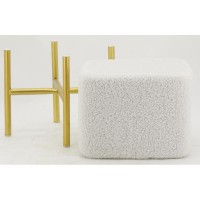 Square looped pouf with gold metal legs - Living room footrest stool