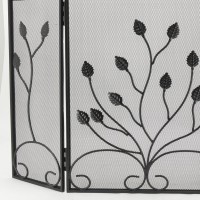Fireplace Firewood Firewall 3 Panels Decor Flowers: Foldable Protective Grid & Dust Safety Screen Fireplace