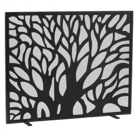 Black lacquered metal fireplace firewall lifestyle: protective grid Stove & screen anti-spark design