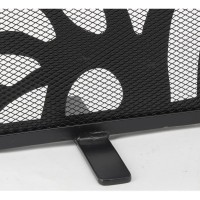 Pare-feu de cheminée en métal laqué noir décor arbre de vie