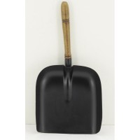 Accessorio per camino pala e spazzola in metallo laccato nero con manici in legno