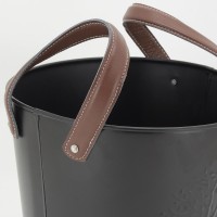 Lot de 2 seaux en métal avec anses en cuir, décor Arbre de Vie