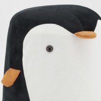 Pinguïnpoef in wit en zwart fluweel, kinderkamerdecor