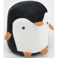 Pufe pinguim em veludo branco e preto, decoração de quarto infantil