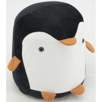 Pinguïnpoef in wit en zwart fluweel, kinderkamerdecor