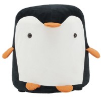 Penguin pouf in white and black velvet, children's room decor