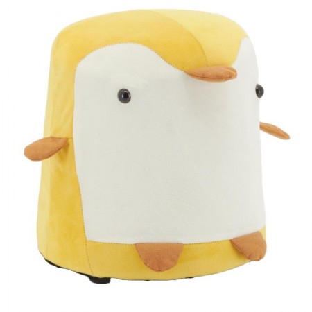 Pouf Pingouin En Velours Blanc Et Jaune, Déco Chambre D'enfant