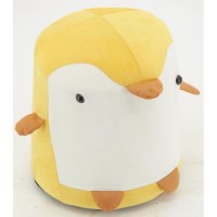 Puf Pingüino de Terciopelo Blanco y Amarillo, Decoración de Dormitorio Infantil