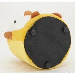 Pouf Pinguino in velluto bianco e giallo, arredo per la cameretta dei bambini