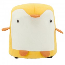 Puf Pingüino de Terciopelo Blanco y Amarillo, Decoración de Dormitorio Infantil
