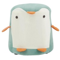 Pinguin-Pouf aus grünem und weißem Samt, Kinderzimmerdekoration