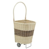 Chariot à bûches en osier à roulettes