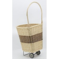 Chariot à bûches en osier à roulettes