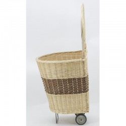 Chariot à bûches en osier à roulettes