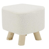 Square footstool for children in looped wood legs