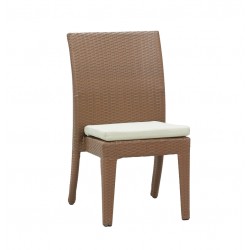 Chaise extérieur en résine marron + coussin