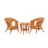 Set of rattan children's chairs + round rattan table