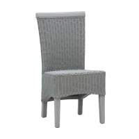 Rattan chair with gray stained wooden legs