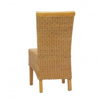 Rattan chair with natural stained wooden legs