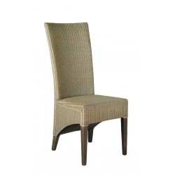 Chaise intérieure en loom naturel avec pieds en bois de teck massif