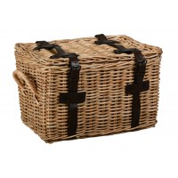 Caja de almacenamiento de ratán con almacenamiento de almacenamiento de cuero natural elegante decoración