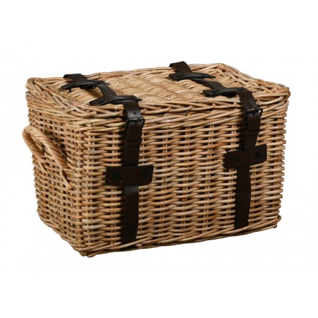 Rattan Aufbewahrungsbox mit Lederlagerung Natürliches elegantes Deko