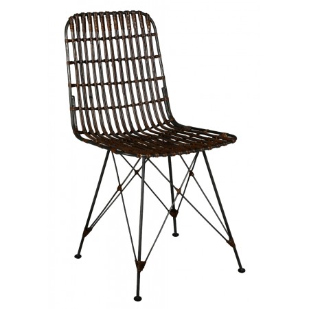 Brown rattan chair metal feet
