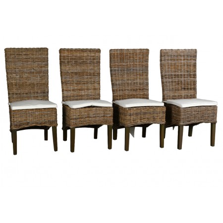 Set of 4 rattan chairs with cushions