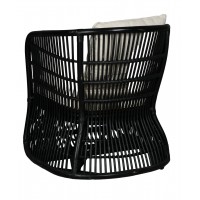 Black rattan living room armchair with cushion